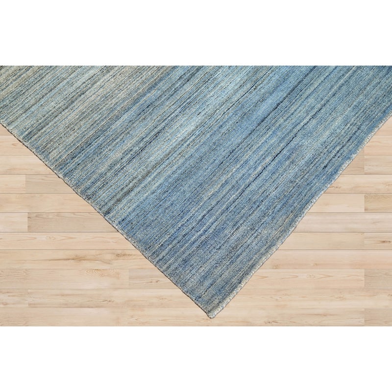 Hand Knotted Gray, Blue Wool Tibetan Modern Oriental Area Rug
