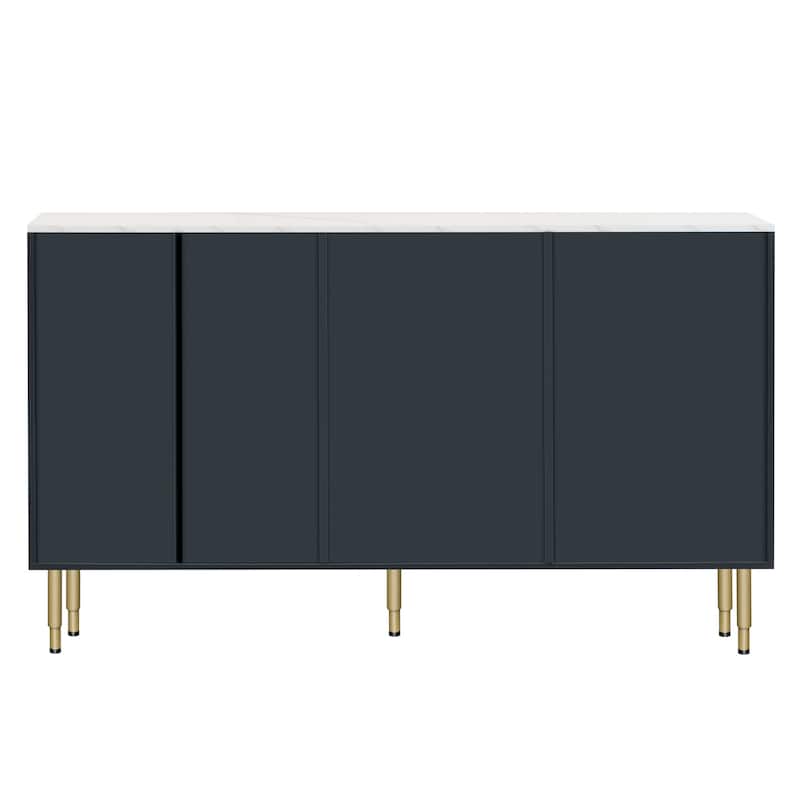 Modern Sideboard with Metal Legs and Handles - 60"W x 16"D x 36"H