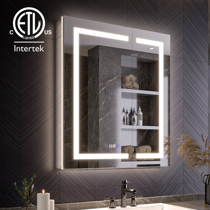 Modland 24"-42W x 36"H LED Medicine Cabinet Mirror with USB Charging,5x Makeup Mirror