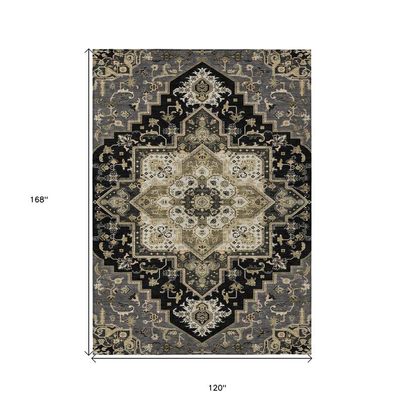 HomeRoots Oriental Traditional Rectangle Outdoor Rug