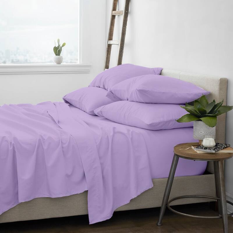 Premium Home Collection Microfiber Soft Cooling Bed Sheet Set - 6 Piece Set - California King - Lilac