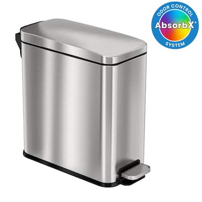 iTouchless 3 Gallon / 11.4 Liter SoftStep Slim Stainless Steel Bathroom Trash Can with Odor Filter