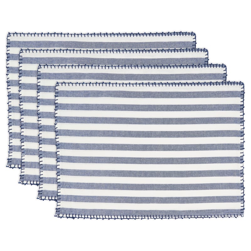 Classic Striped Whipstitch Pom Pom Placemat (Set of 4)