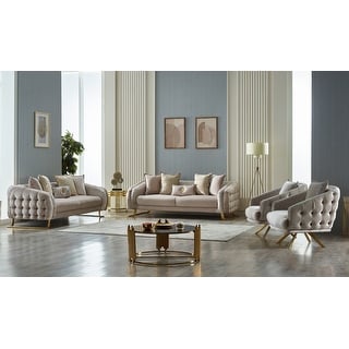 Lauryn 4-Pieces Two Sofa Two Chair Living Room Set, Metal Leg - Bed ...