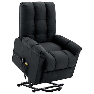 vidaXL Power Lift Massage Recliner Dark Gray Fabric - 29.9" x 36.2" x 40.2"