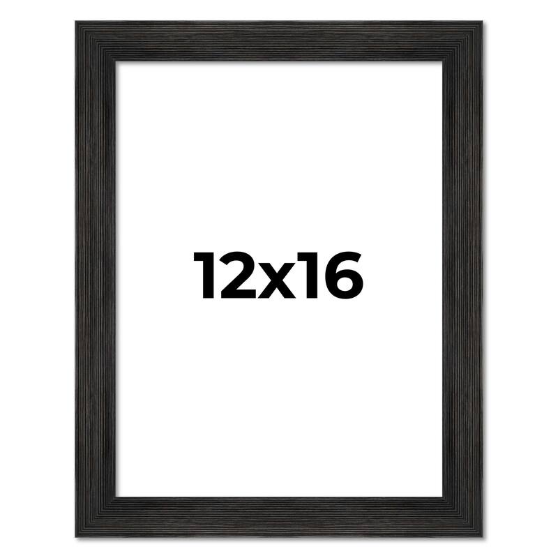 12x16 Black Rustic Wide Barnwood Picture Frame - UV Acrylic, Foam Board Backing, Hanging Hardware - Holds 12x16 Photo