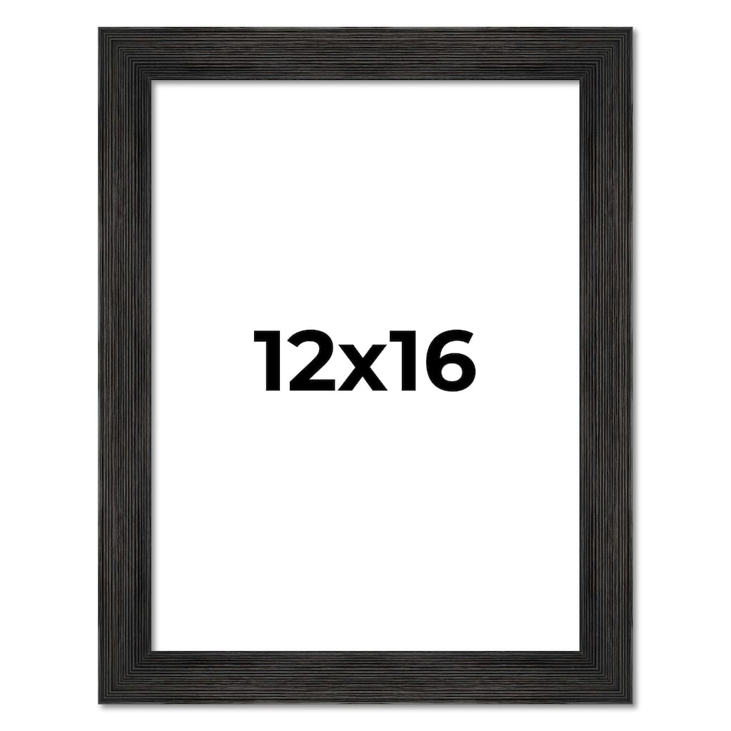 12x16 Black Rustic Wide Barnwood Picture Frame - UV Acrylic, Foam Board Backing, Hanging Hardware
