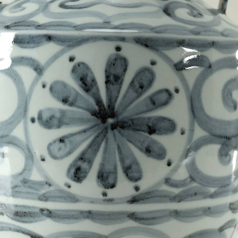 Approx 11 Inches Subtle Blue and White Vase With Two Handles