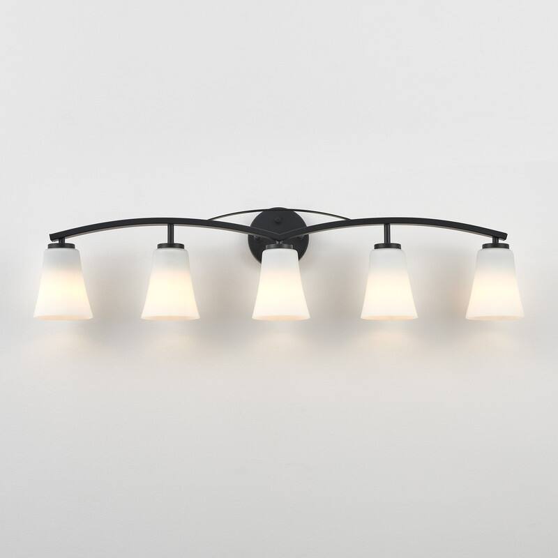 KAWOTI 3/4/5 Lights Dimmable Modern Bathroom Vanity Light with Opal Glass