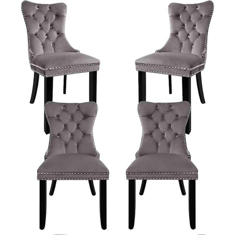 Dining Chairs Set of 6, Luxury Upholstered Velvet Kitchen Chairs Side Chair with Padded Seat Back and Solid Wood Legs
