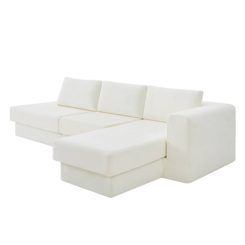 Christopher Knight Home - American Design Chenille 113" Modular Sectional Sofa with Double Layer Cushions