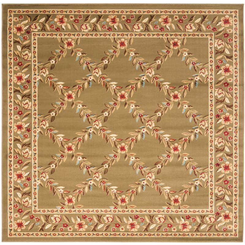 SAFAVIEH Lyndhurst Arenda Traditional Oriental Trellis Rug - 6'7" Square - Green/Green