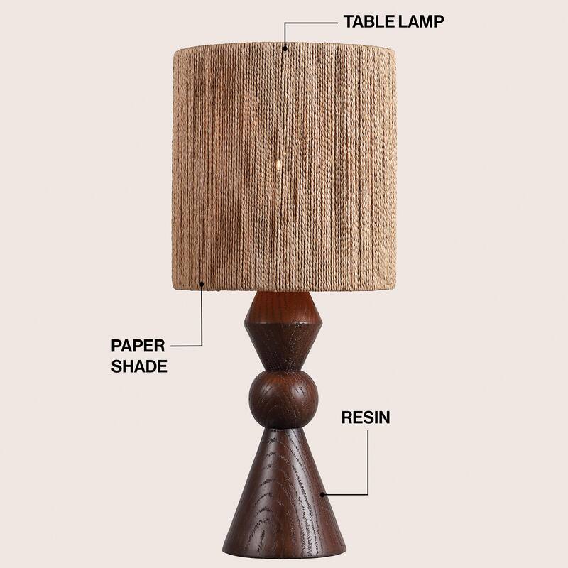 Orbic Taper 23.5" Resin/Metal LED Table Lamp with Paper Rope Shade, By JONATHAN Y
