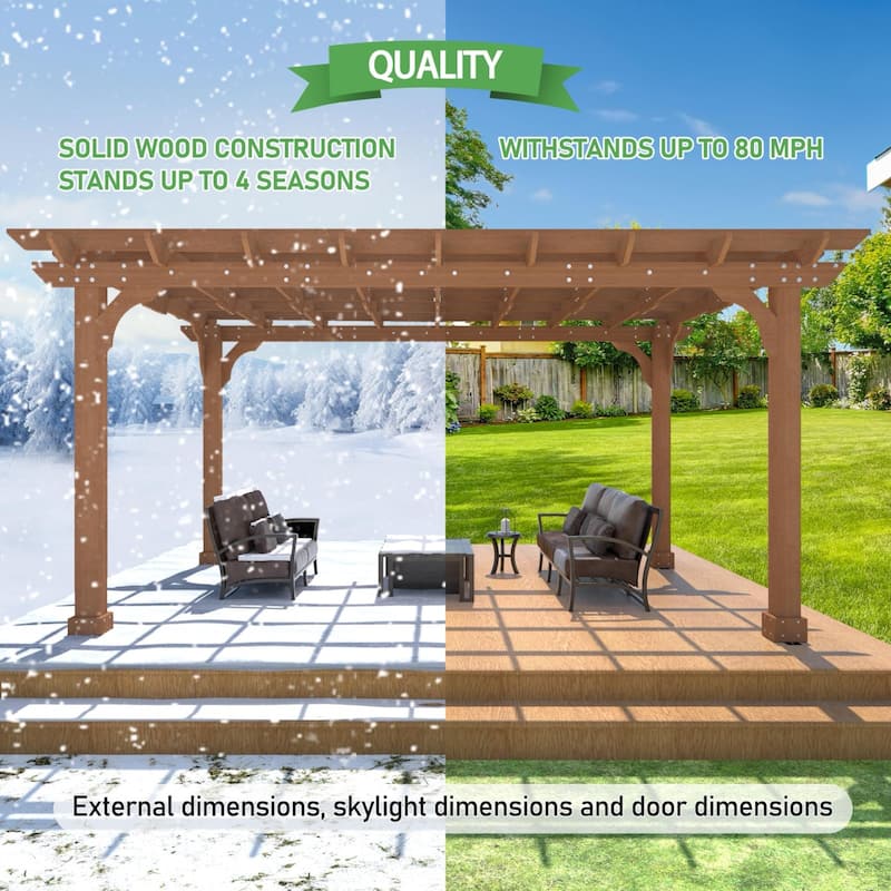 VEIKOUS Outdoor Cedar Wood Pergola Gazebo Kit with Flat Roof Trellis for Patio, Deck, Garden and Backyard