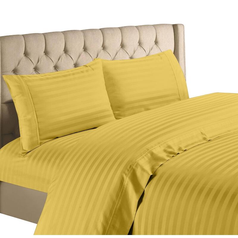 Spring Home 1200 Thread Count 100 Percent Egyptian Cotton Deep Pocket Dobby Striped Sheet Set - Gold - King