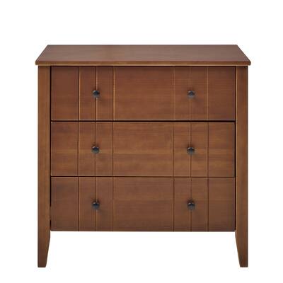 BIKAHOM Mid Century Solid Wood Three Drawer Dresser/Nightstand for Bedroom /Entryway/ side table for living room/Walnut