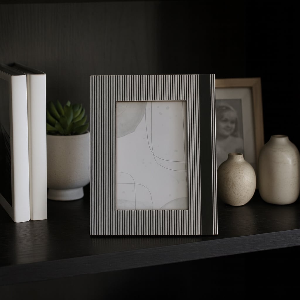 Decorative Resin Modern Line Pattern Photo Frame - Black/White