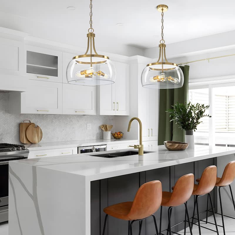 Starsky 1/3-Light Modern Clear Glass Dome Pendant Light