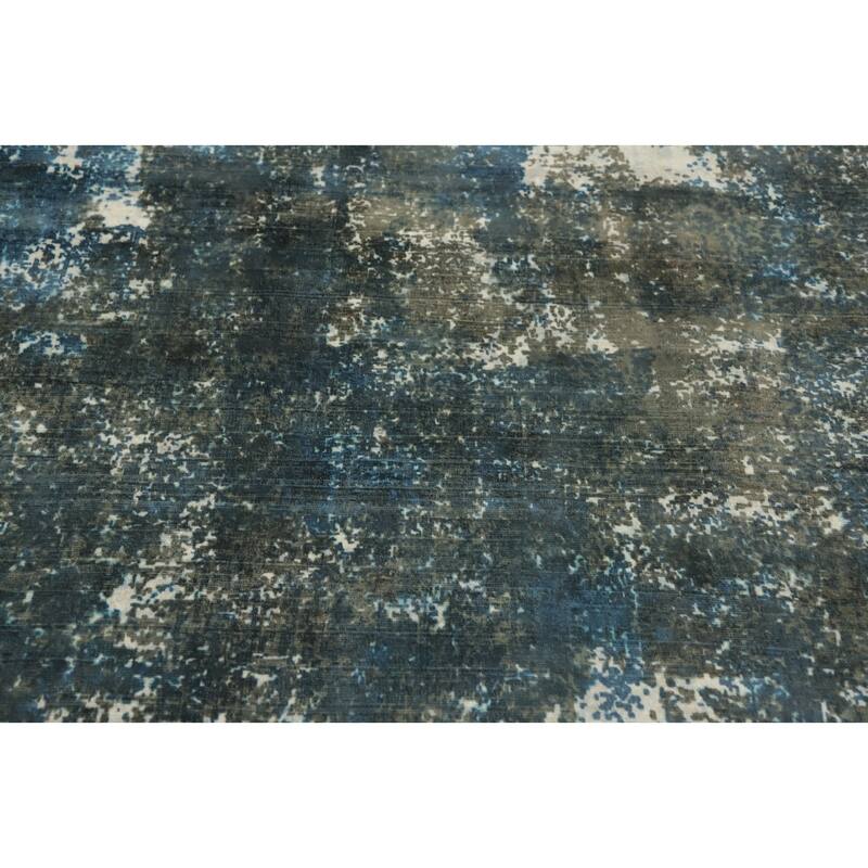 Hand-knotted Modern Silk Multi-Colored Abstract Oriental Area Rug - 7' 10'' X 4' 10''