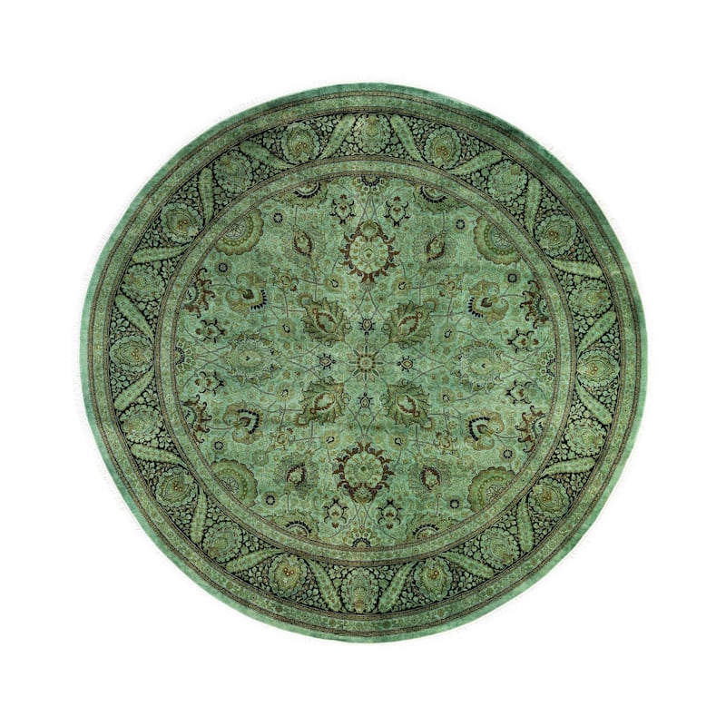 Overdyed One-of-a-Kind Hand-Knotted Area Rug - Green - 8' 1" x 8' 1"