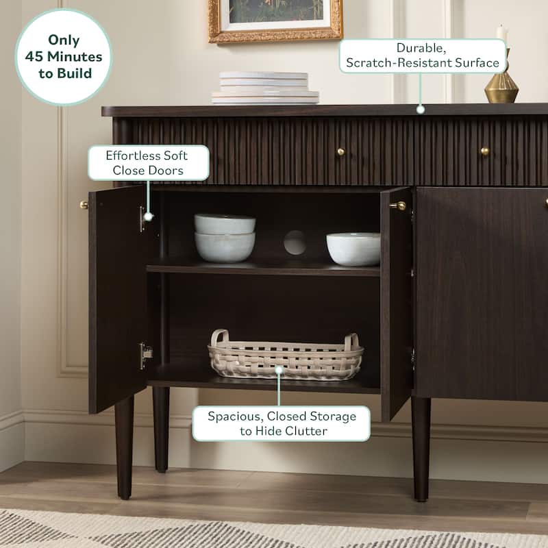 Walker Edison Modern Fluted Wood Buffet Sideboard with Storage