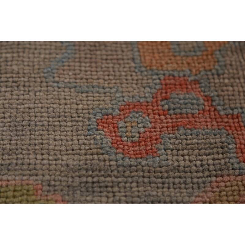 Hand Knotted Oriental 100% Wool Carpet Transitional All-Over Greys & Charcoal Oushak Area Rug - 13' 0'' X 9' 9''