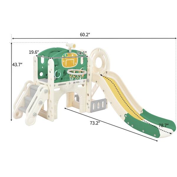 dimension image slide 1 of 4, Kids Slide Playset Structure,Freestanding Castle Crawling Playhouse