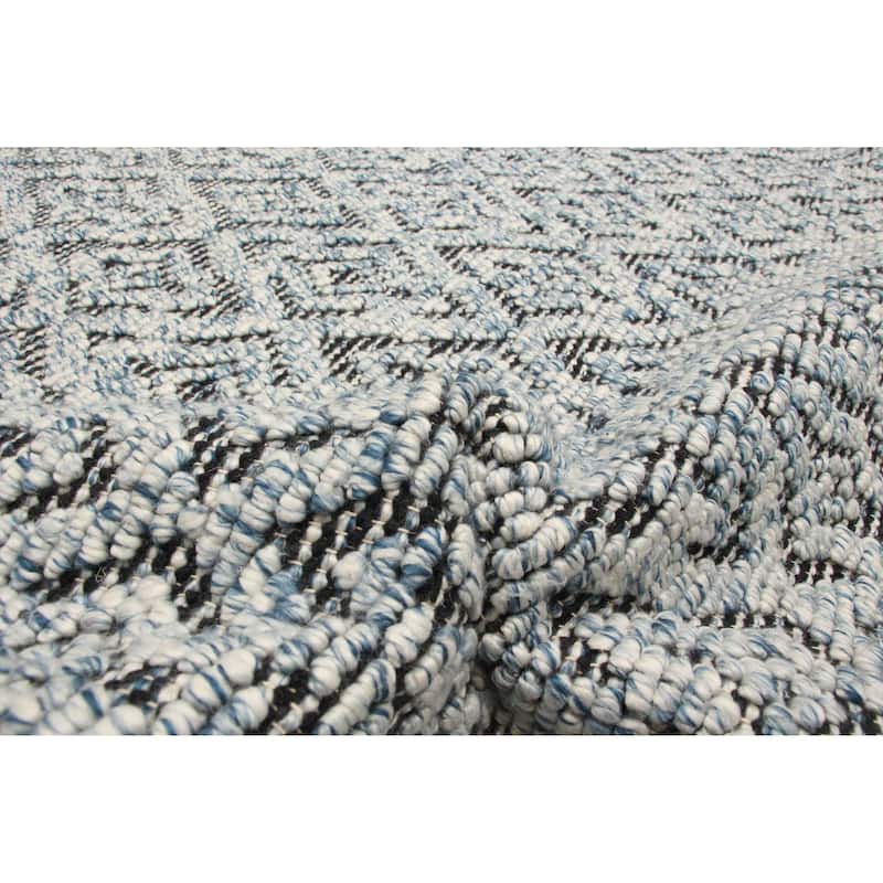 ECARPETGALLERY Braid weave Sienna Blue Wool Rug - 5'3 x 7'3