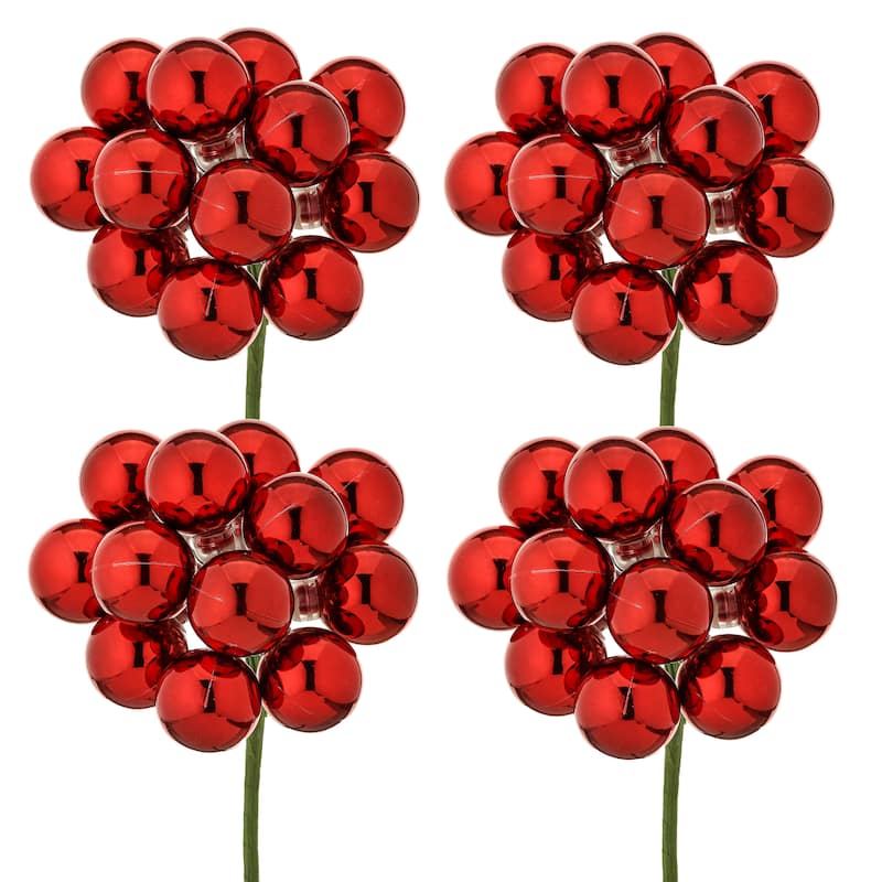 20mm Shatterproof Plastic 12 Bunch Shiney Stemball Set of 4