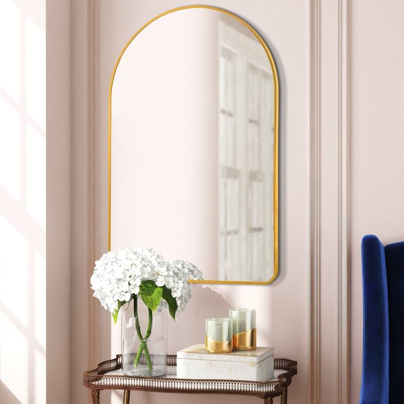Arch Bathroom Wall Mirror Large Metal Frame Wall Mounted Mirror for Bedroom Living Room Dresser Entryway Decor