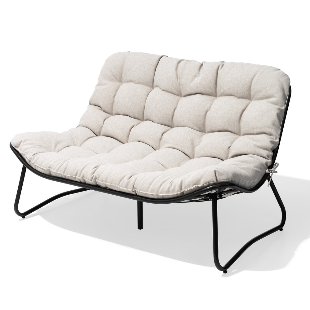 Double Papasan Loveseat Chair Oversized Outdoor Indoor with Padded Cushion
