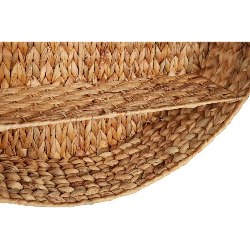 Brown Dried Plant Round 3 Shelves Wall Shelf