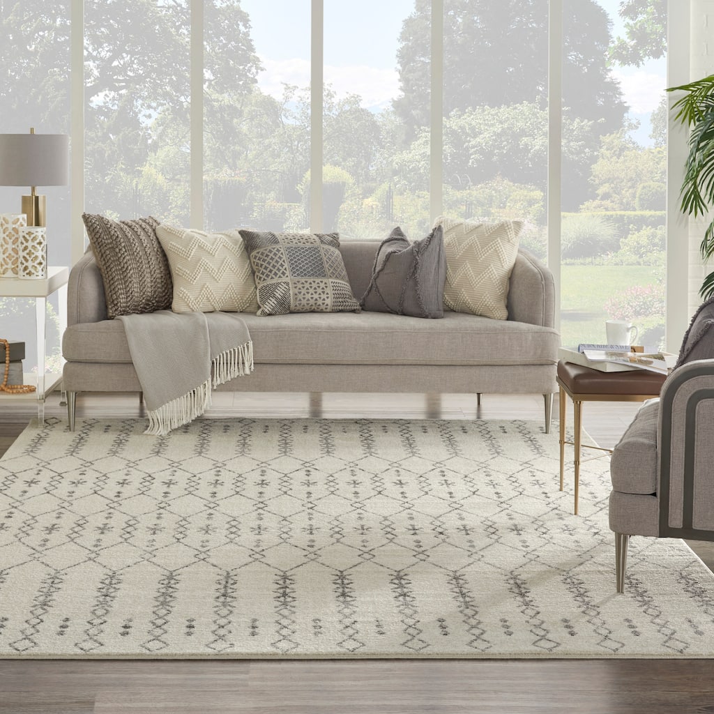 Nourison Passion Tribal Geometric Ivory Grey Area Rug