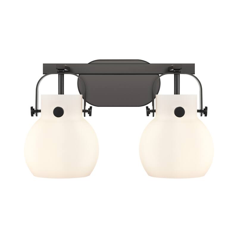 Innovations Lighting 423-2W-10-17 Pilaster II Sphere Vanity Pilaster - Matte Black / Matte White