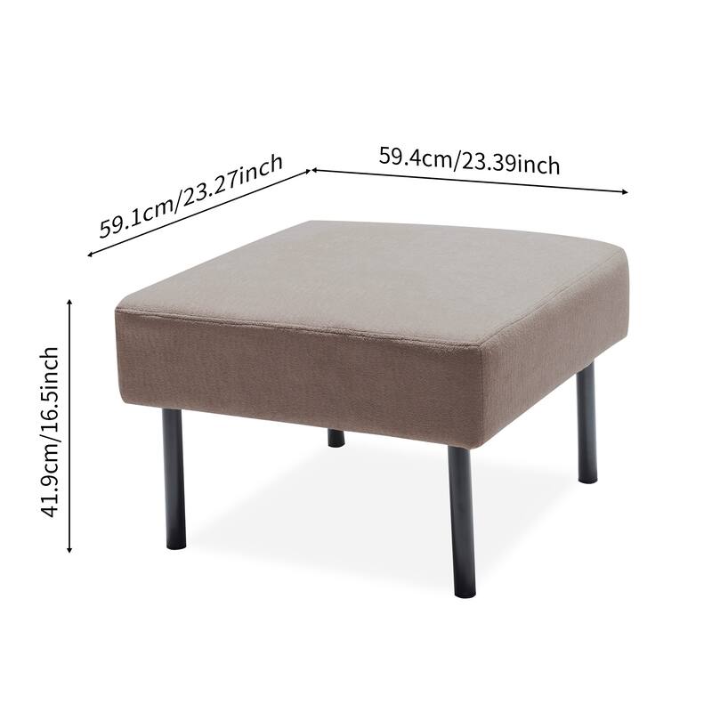 L-Shaped 2 Seater Sofa with Ottoman, Modern Polyester Fabric Loveseat Sofa, Comfy Small Couches for Small Space