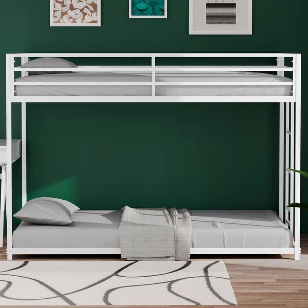 slide 2 of 9, Adam Twin over Twin Metal Bunk, White White