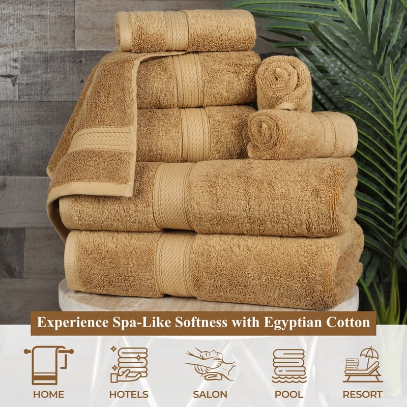 Superior Luxury Egyptian Cotton Bath Towel Set of 4 Ultra Plush, Heavyweight, Absorbent Spa & Hotel Quality Bath Towels Set