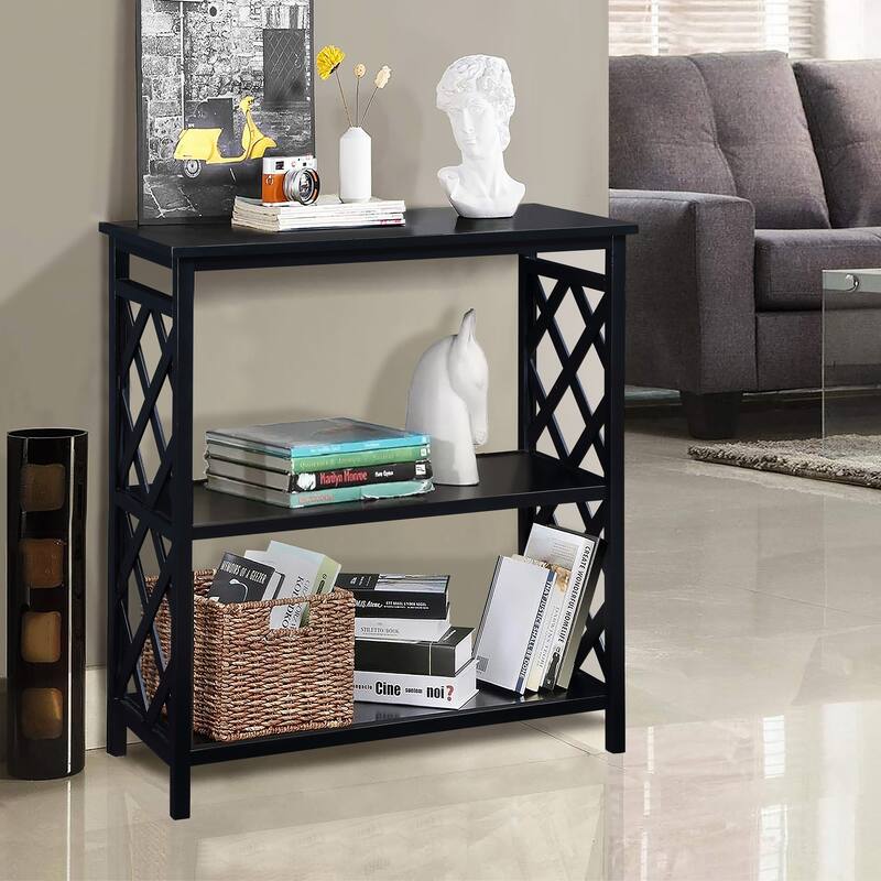3-Tier Console Sofa Table Hallway Tables with Open Storage Shelf, Bookshelf, Living Room Narrow Accent Entryway Table