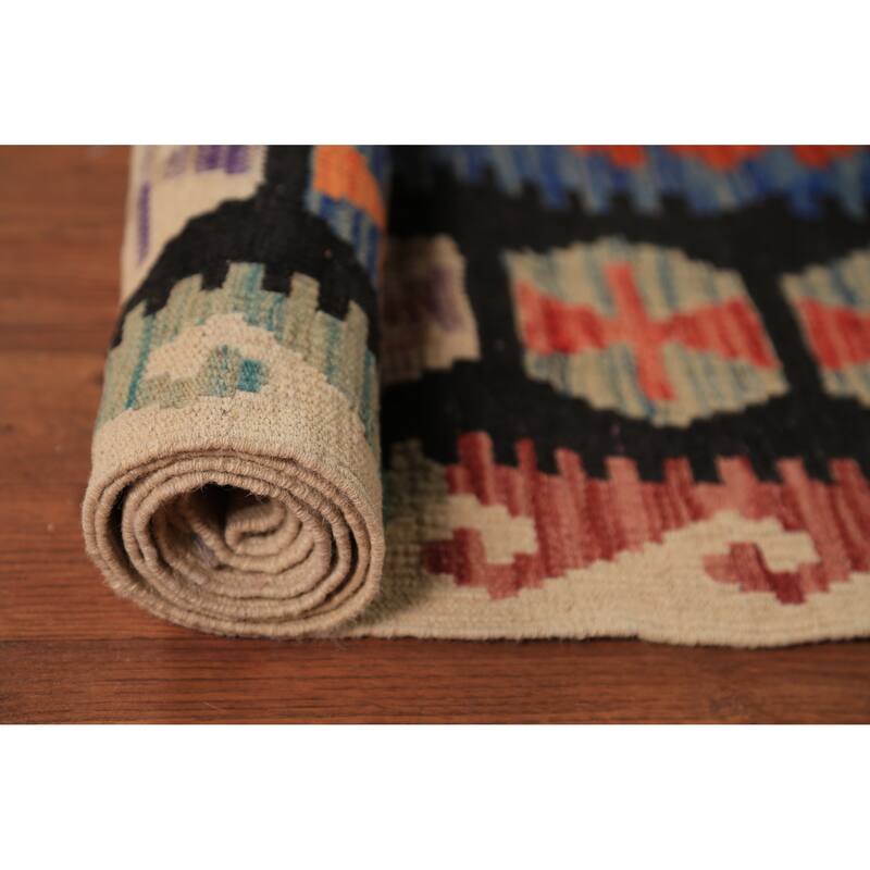 Orange Kilim Oriental Area Rug Handmade Wool Carpet - 8'5"x 11'2"