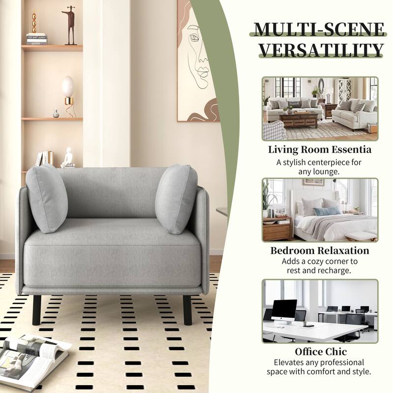 Modern Arm Chair Upholstered Accent Sofa Chair with Steel Legs