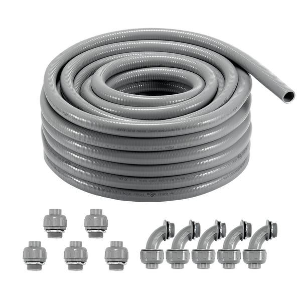 slide 2 of 19, VEVOR Flexible Electrical Conduit,100 ft,for Air Conditioning Motor Controller Pump 1inch - 1inch