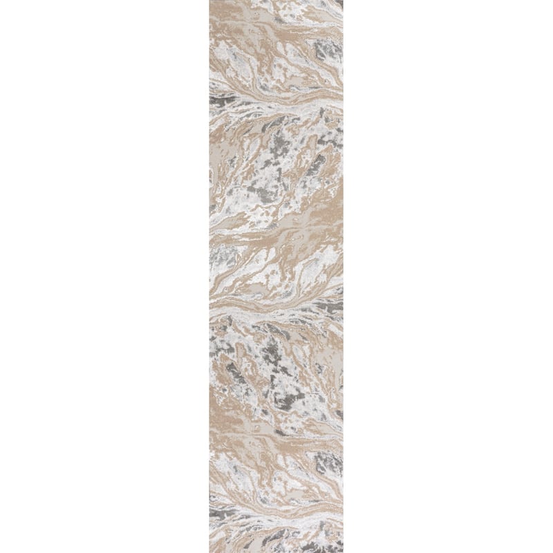 JONATHAN Y Batten Marbled Abstract Area Rug - 2 X 8 - Beige/Ivory