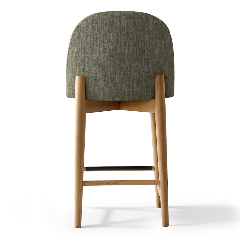 Upholstered Counter Stool With Solid Wood Legs (Set of 2)