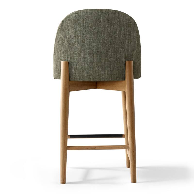 25.5" Seat Height Upholstered Counter Stool With Solid Wood Legs (Set of 4)