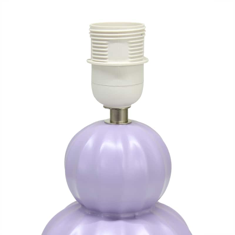 Double Gourd Ceramic Table Lamp with Fabric Shade - 6 x 6 x 13 in. (L x W x H)