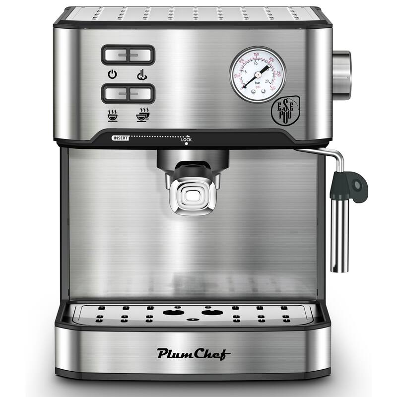 Anmytek 20 Bar Cafe Quality Home Barista Espresso Machine with Milk Frother - ESE Pod Compatible - Silver