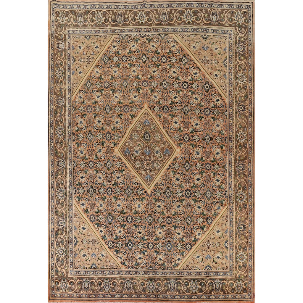 Orange Mahal Vintage Persian Area Rug Handmade Wool Carpet - 9'11" x 12'11"