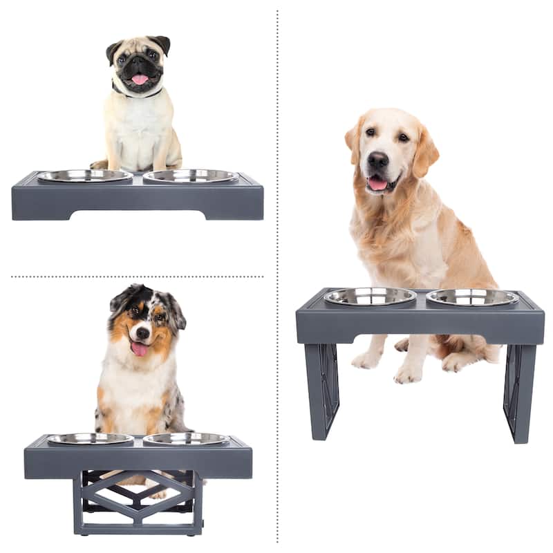 PETMAKER Elevated Dog Bowl Stand - Adjustable Stand and Dog Bowls