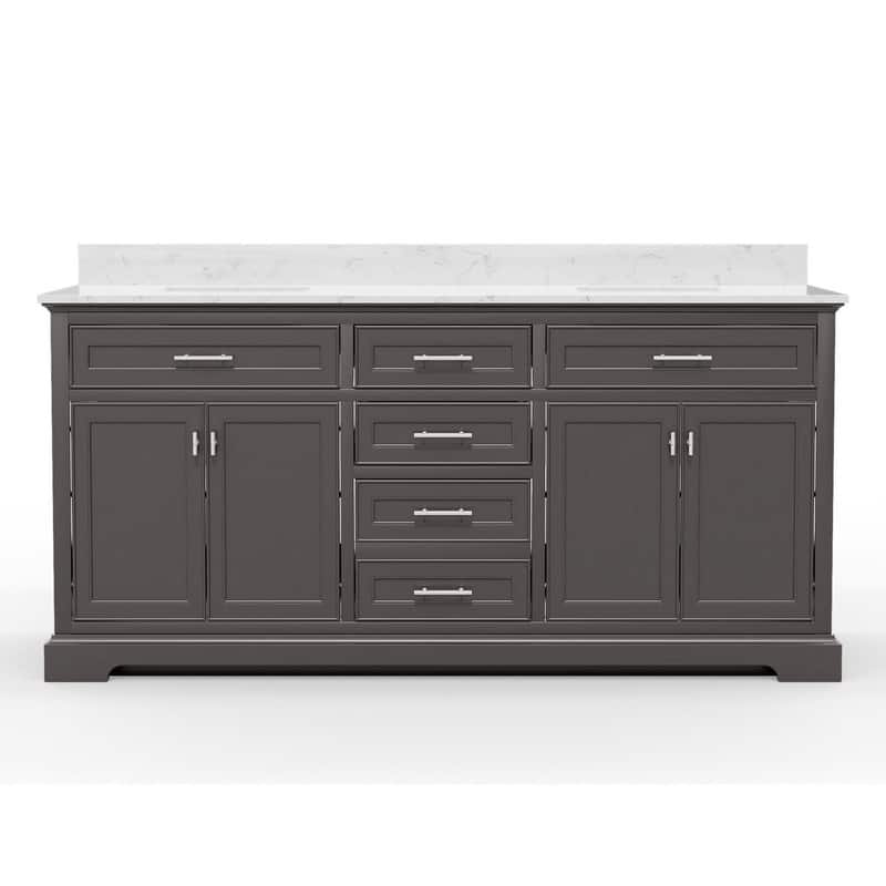 72-Inch Solid Wood Double Sink Bathroom Vanity – Modern Minimalist Design, Waterproof Finish, Soft-Close Drawers