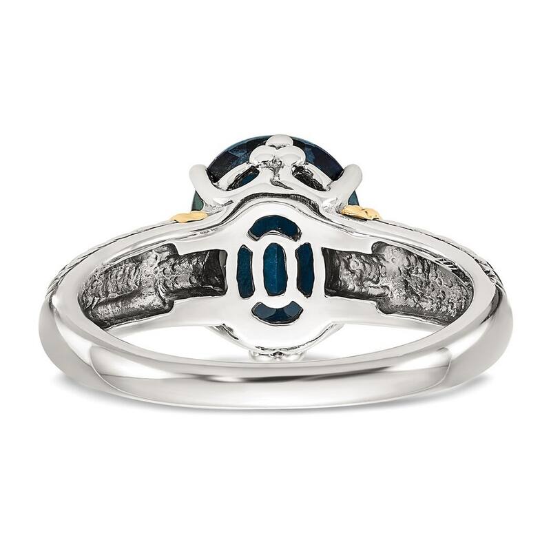 Curata 925 Sterling Silver Polished With 14k London Blue Topaz Ring